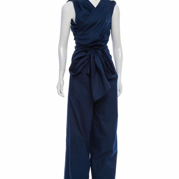 Tome V-Neck Blue Jumpsuit - Picture 1 of 3